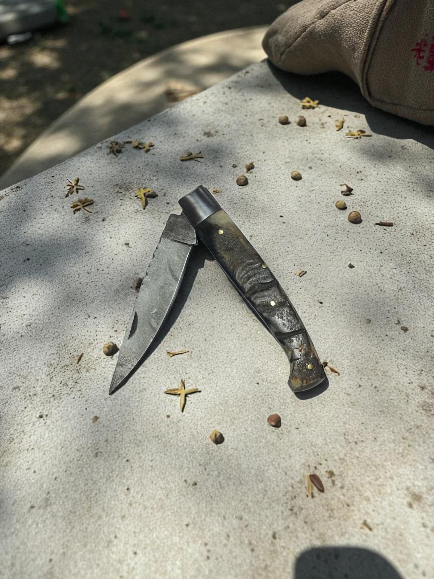 B163 Handmade Resolza Pattadese - Damascus Steel & Ram Horn