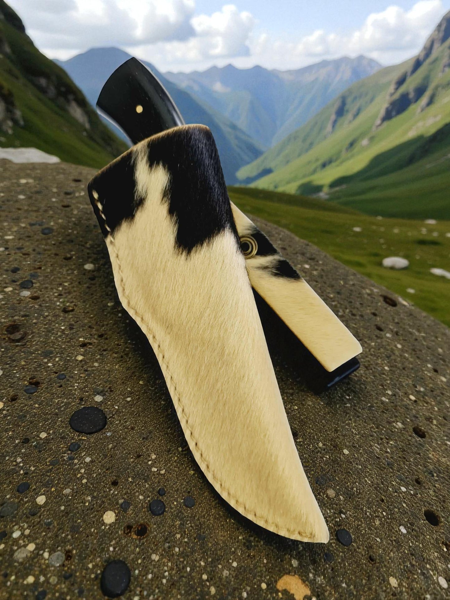 H135 Handmade Premium Knife - Damascus with Copper & Buffalo Horn