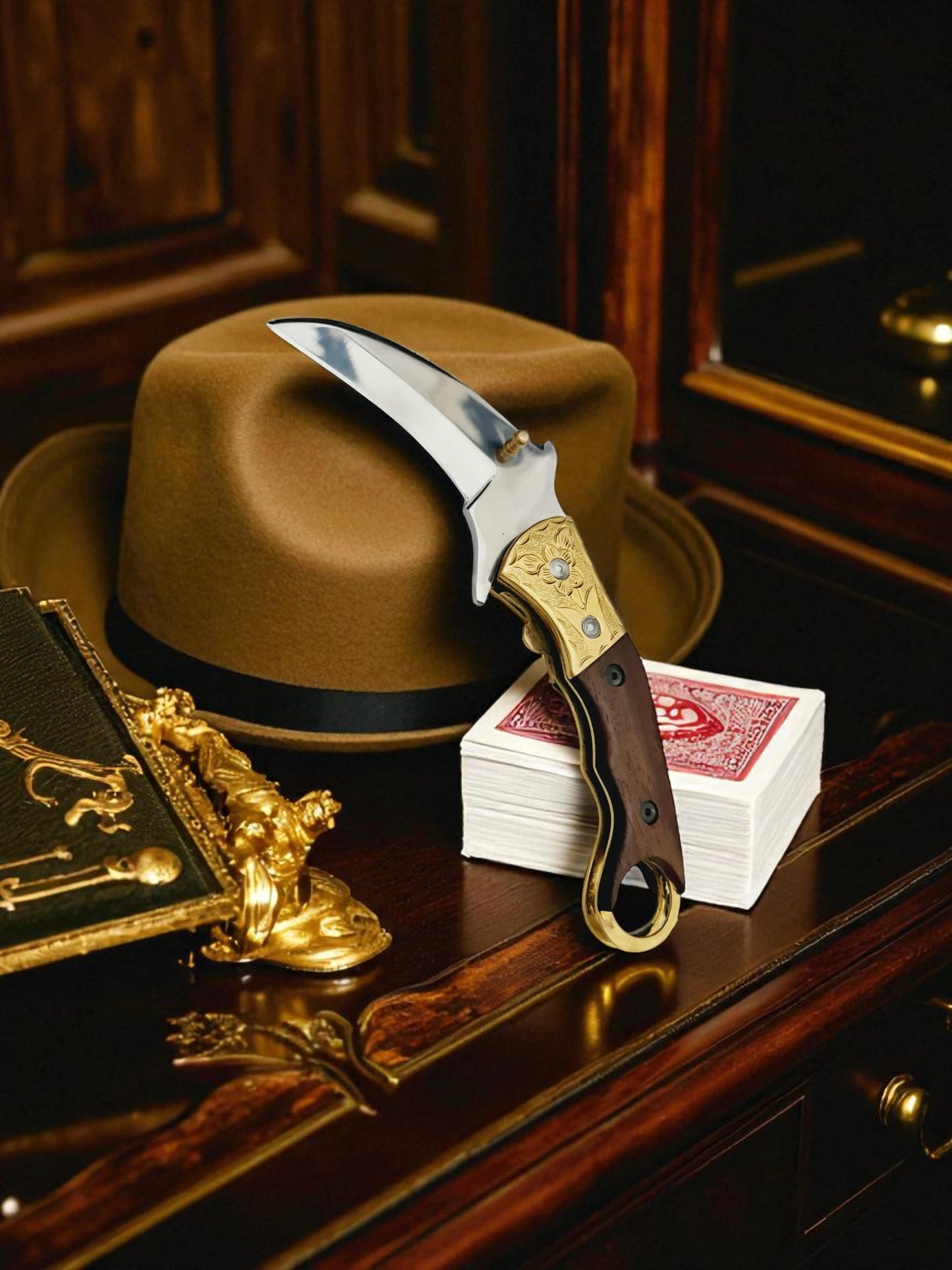 S111 Handmade Karambit - 440 Stainless Steel & Walnut Wood