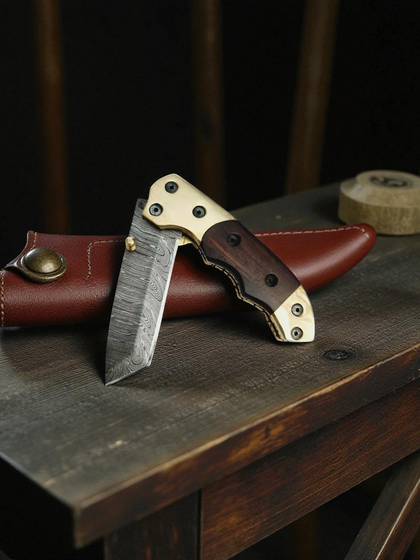 S113 Handmade Tanto - EDC - Damascus Steel & Walnut Wood