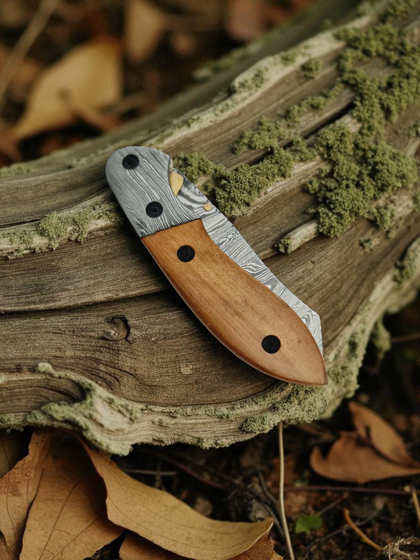 S117 Handmade DAO - EDC - Damascus Steel & Olive Wood