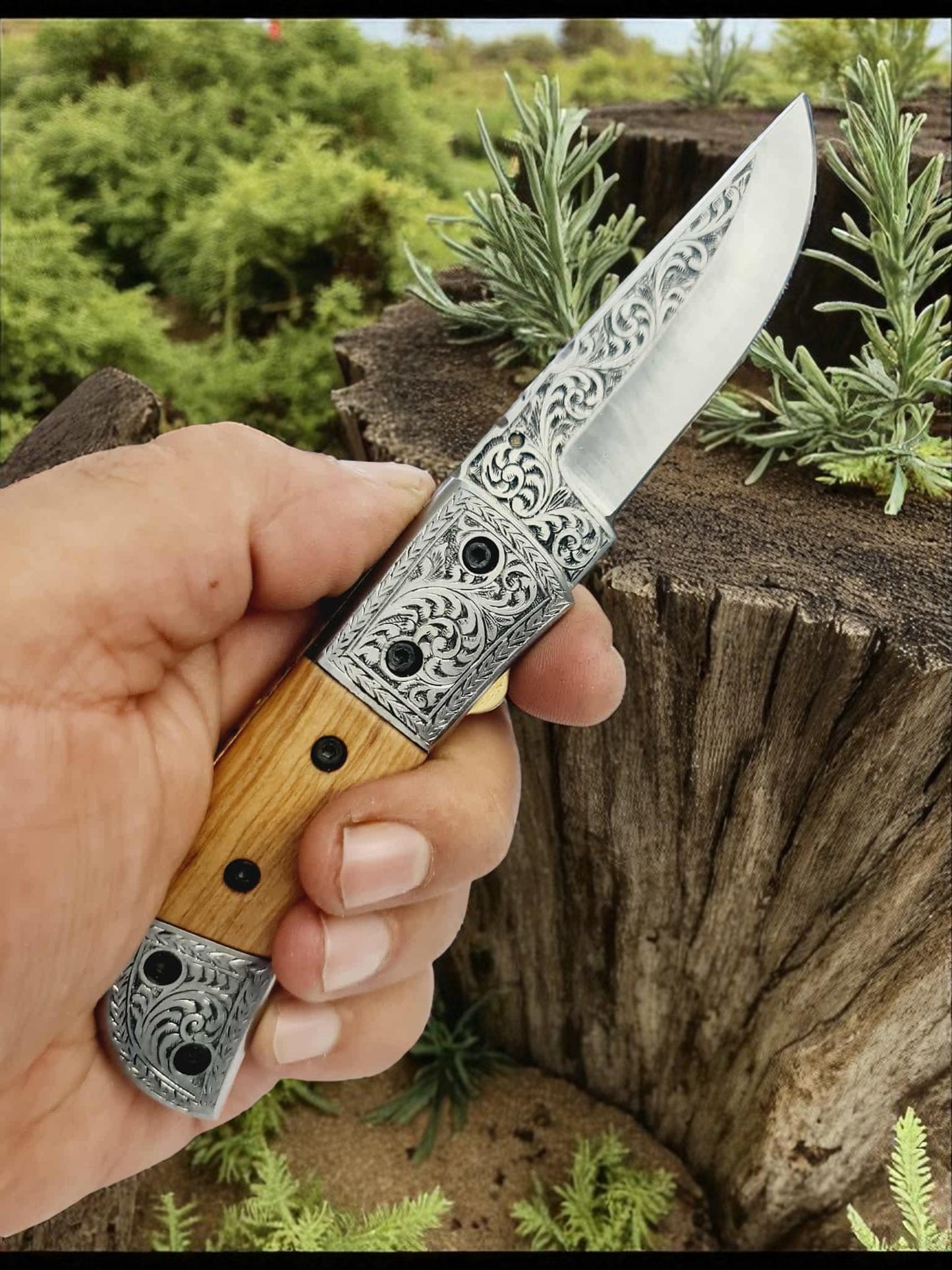 S123 Handmade Exclusive EDC - 420 Stainless Steel & Olive Wood