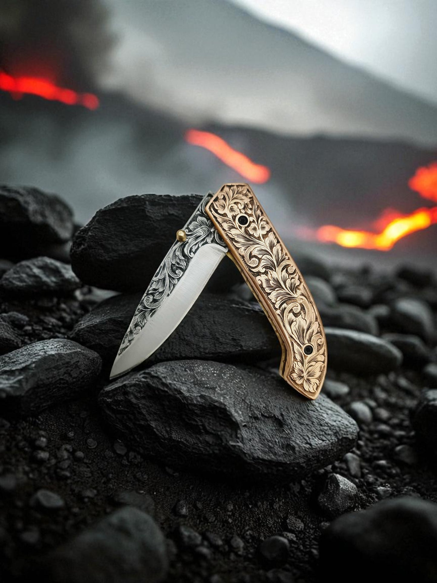 S124 Handmade Exclusive EDC - 420 Stainless Steel & Hand-Engraved Copper