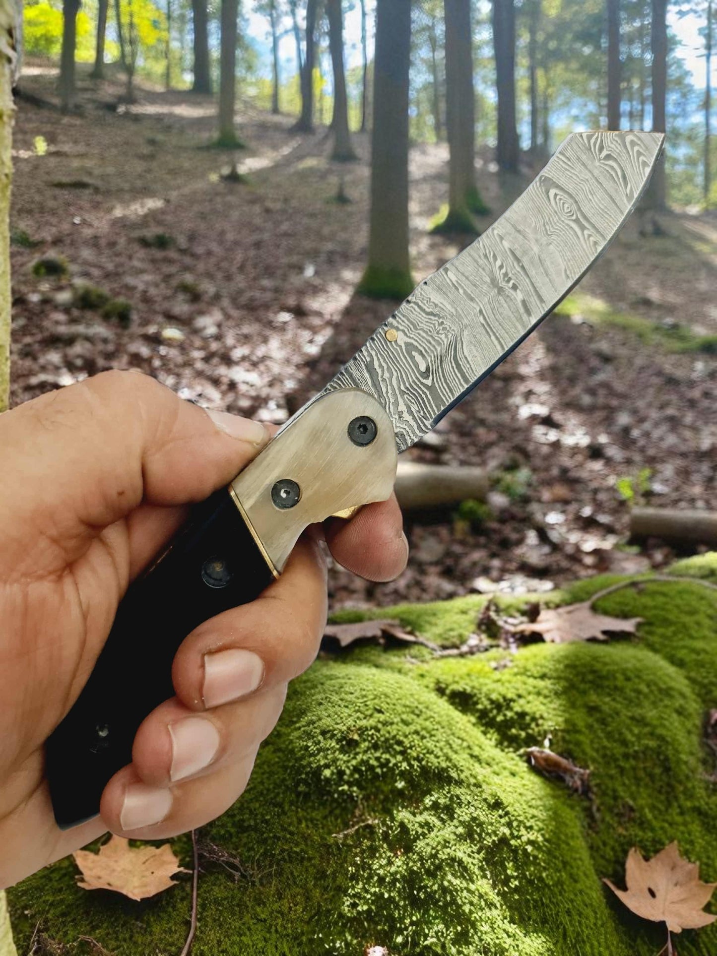 S166 Handmade DAO - EDC - Damascus Steel & Buffalo Horn