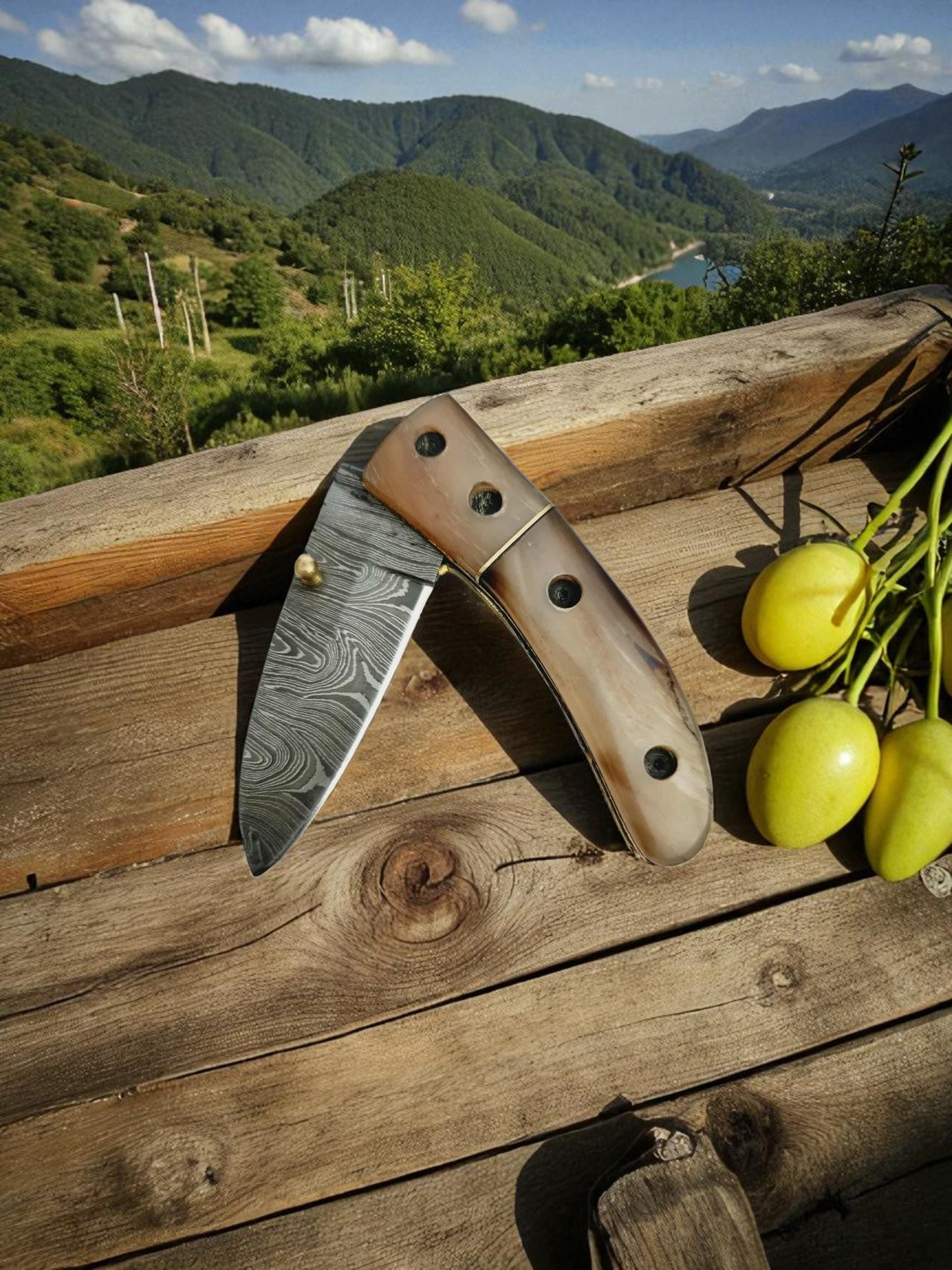 S169 Handmade Stalwart EDC - Damascus Steel & African Buffalo Horn