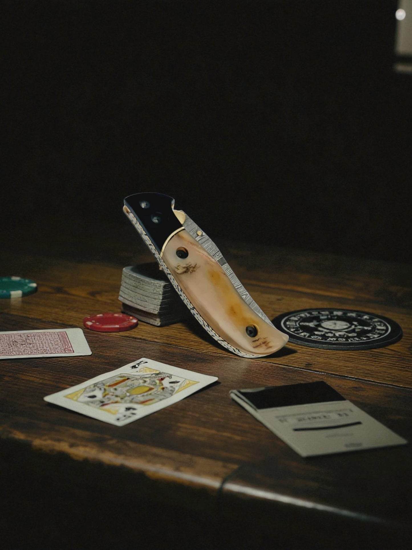 S170 Handmade Stalwart EDC - Damascus Steel & Polished Ram Horn