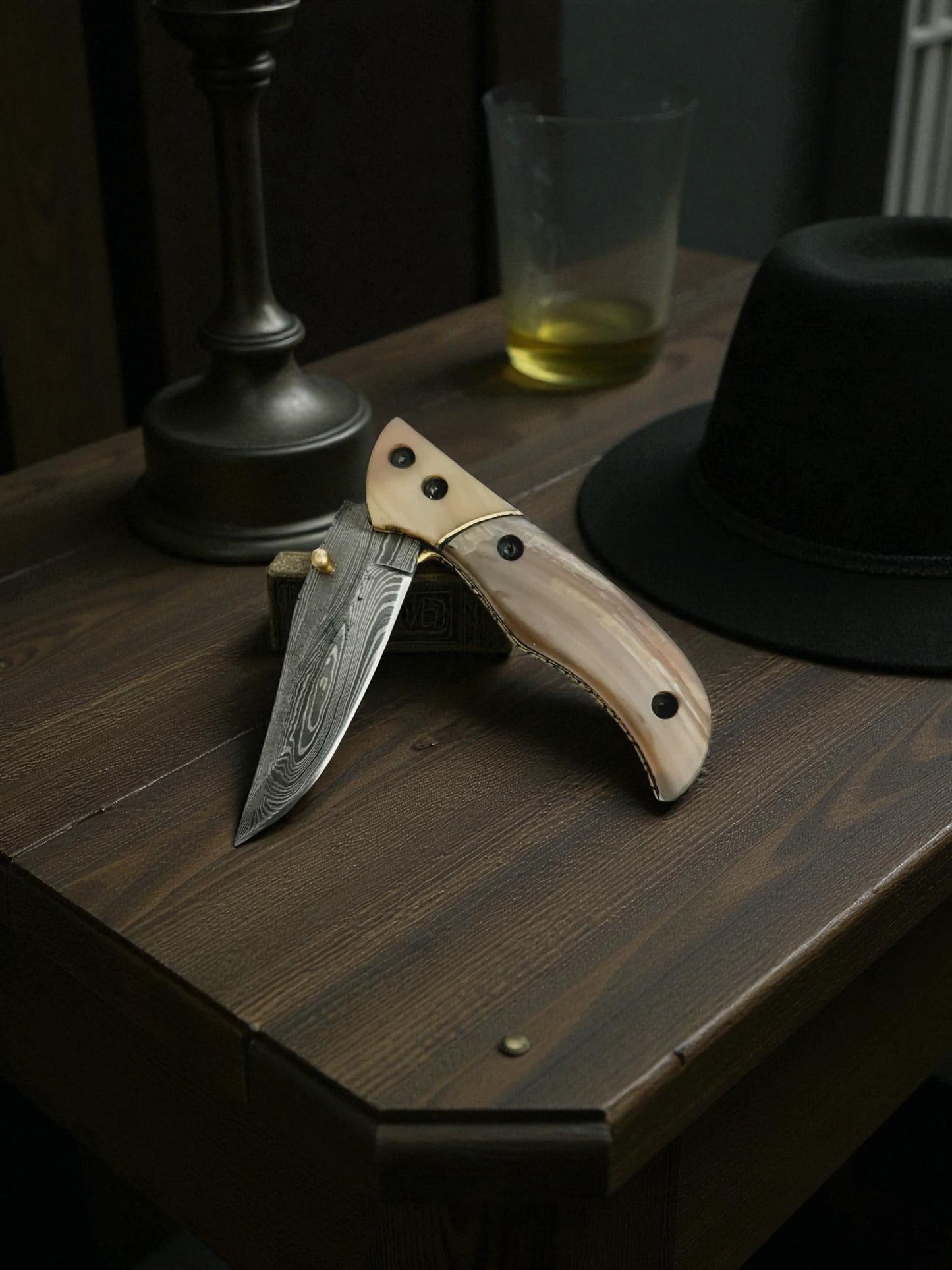 S171 Handmade Stalwart EDC - Damascus Steel & African Buffalo Horn