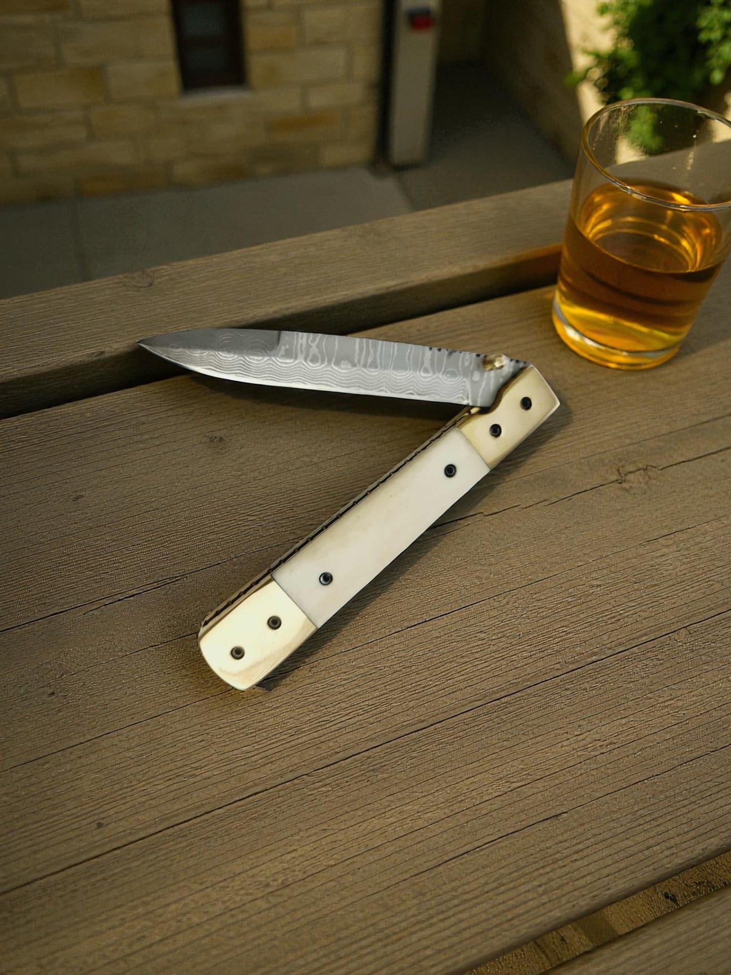 S172 Handmade Stiletto - New-Gen Damascus Steel (Rust Free) & Camel Bone