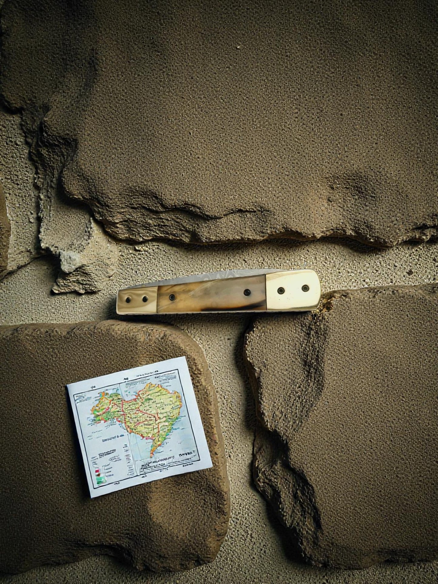 S173 Handmade Stiletto - New-Gen Damascus Steel (Rust Free) & Polished Ram Horn