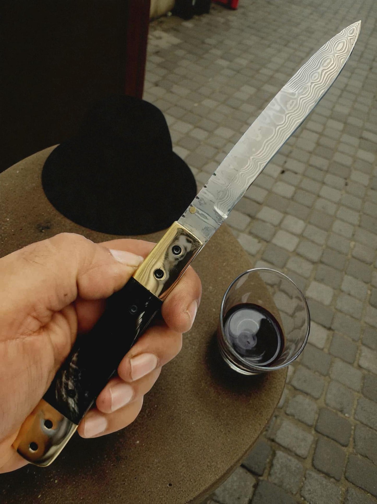 S174 Handmade Stiletto - New-Gen Damascus Steel (Rust Free) & Buffalo Horn