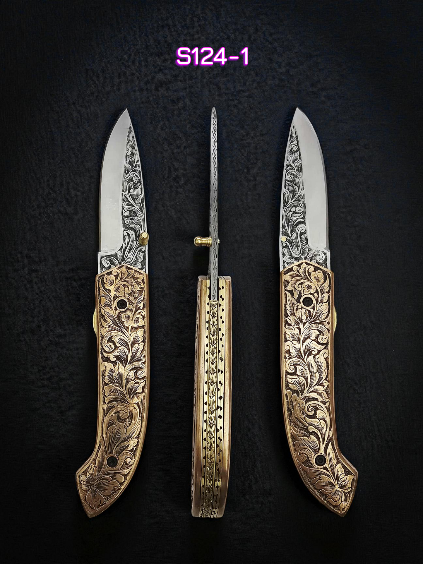 S124 Handmade Exclusive EDC - 420 Stainless Steel & Hand-Engraved Copper