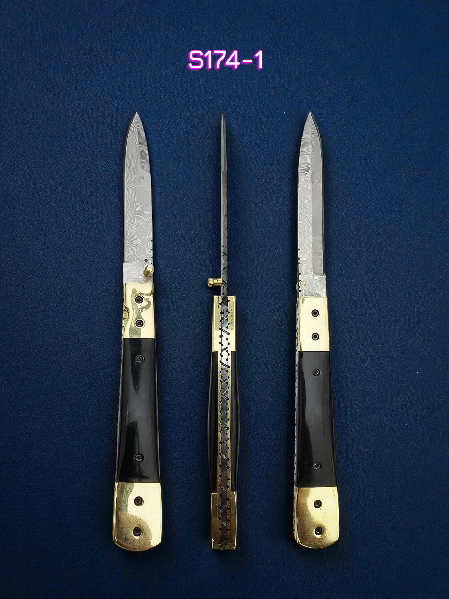 S174 Handmade Stiletto - New-Gen Damascus Steel (Rust Free) & Buffalo Horn