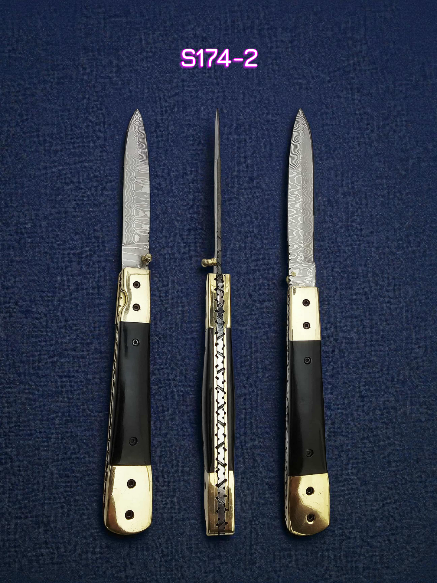 S174 Handmade Stiletto - New-Gen Damascus Steel (Rust Free) & Buffalo Horn