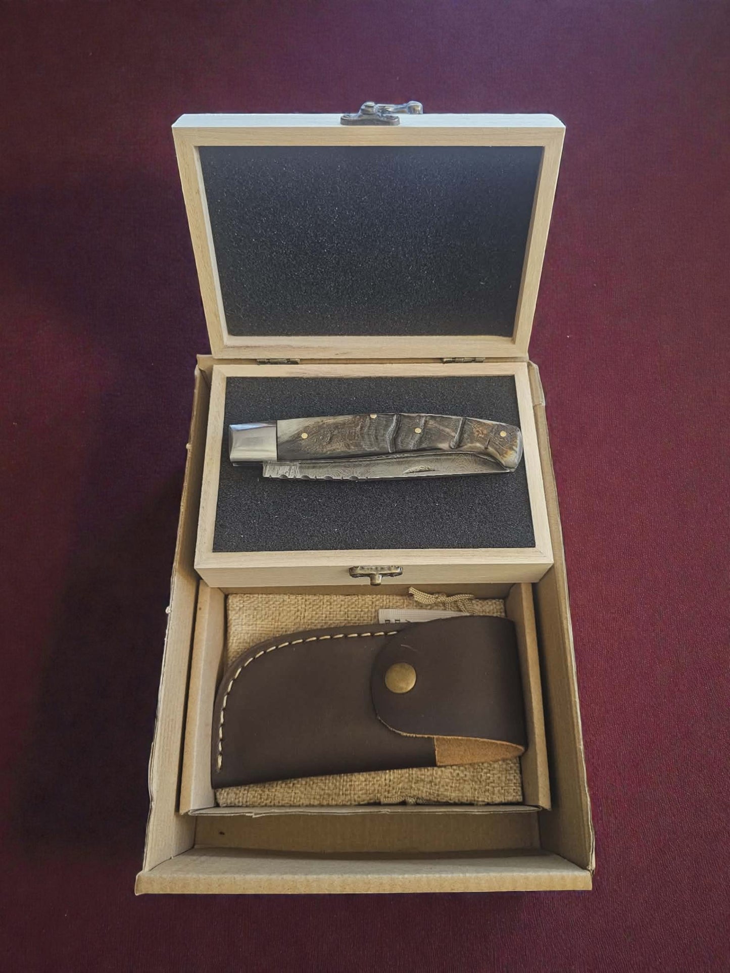 F029 - Χειροποίητο Resolza Pattadese από Δαμασκηνό Ατσάλι & Κέρατο κριαριού