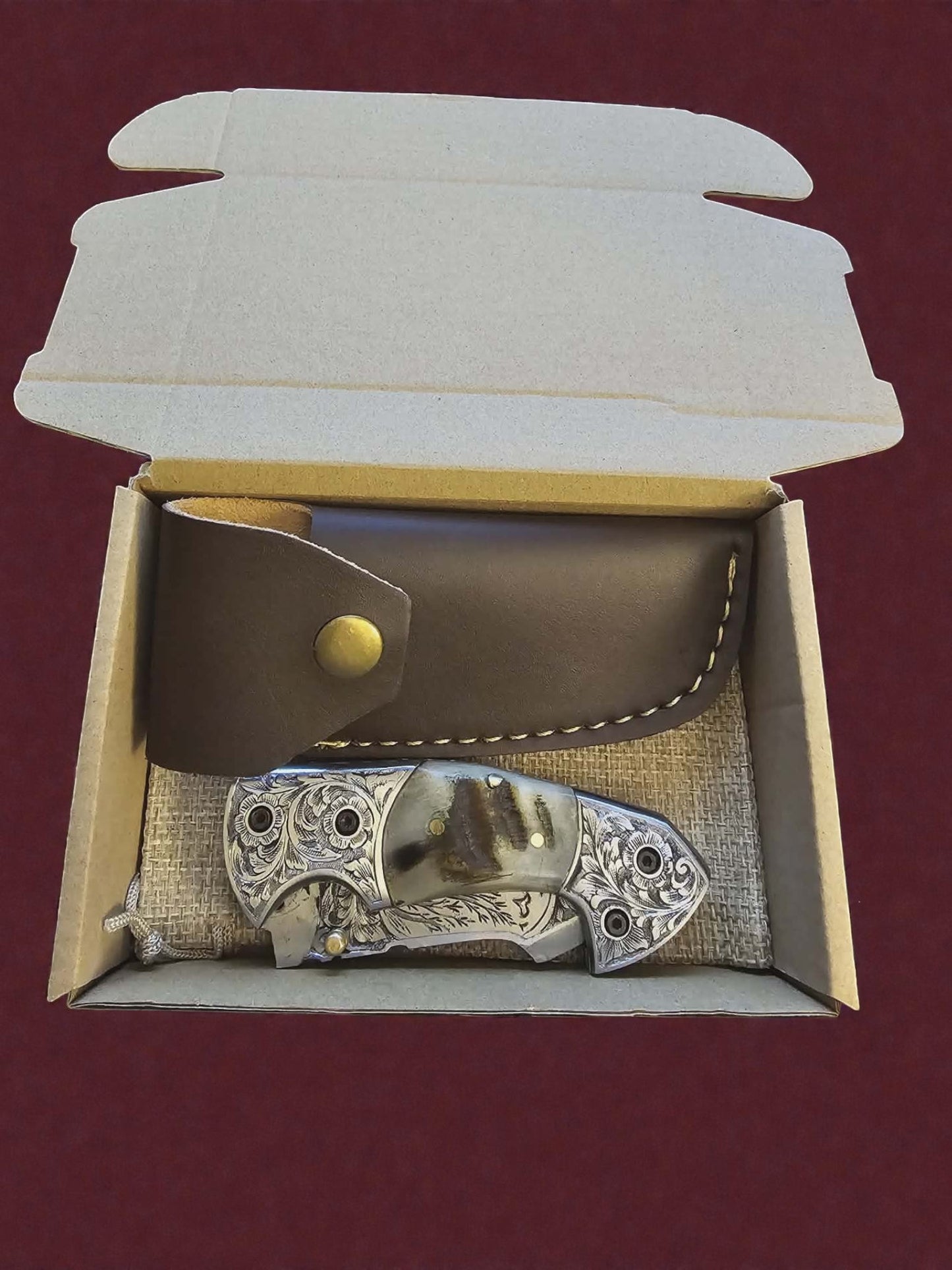 F067 - Χειροποίητο Exclusive EDC από Χειροποίητα χαραγμένο ανοξείδωτο ατσάλι & κέρατο άγριου κριαριού