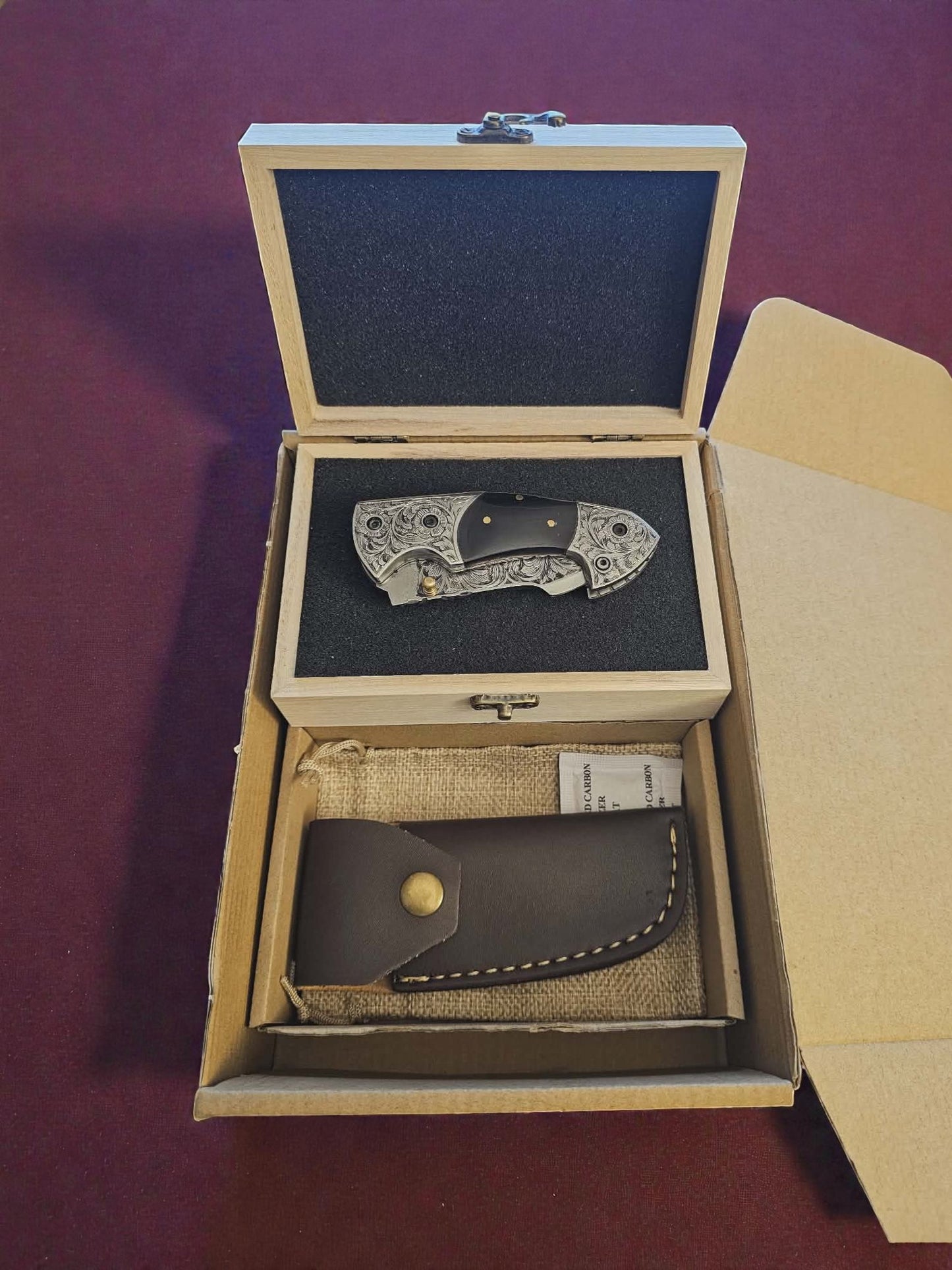 F065 - Χειροποίητο Exclusive EDC από Χειροποίητα χαραγμένο ανοξείδωτο ατσάλι & κέρατο βούβαλου