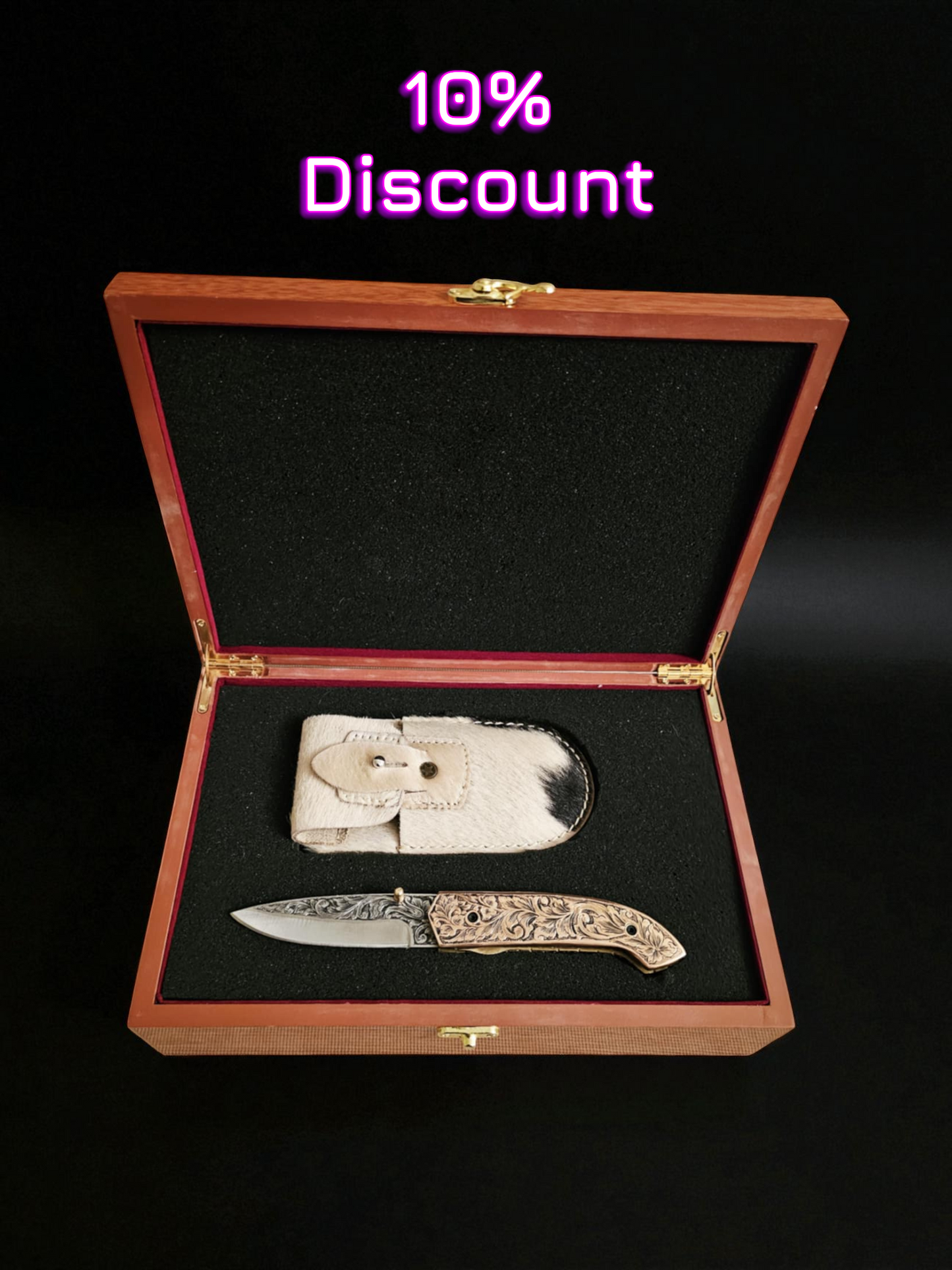 S124G – Handmade Exclusive EDC + Wild Ibex Leather Sheath & Premium Wooden Gift Box