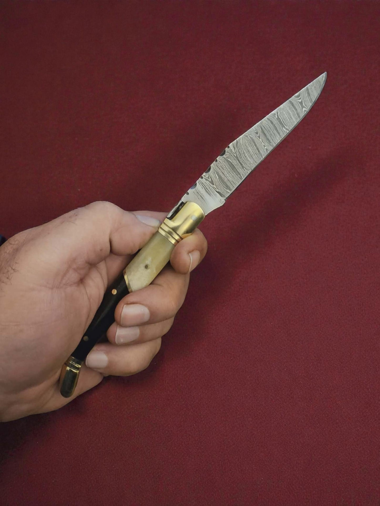 F016 - Χειροποίητο Laguiole Classique από Δαμασκηνό Ατσάλι - Κέρατο βούβαλου & κόκκαλο καμήλας