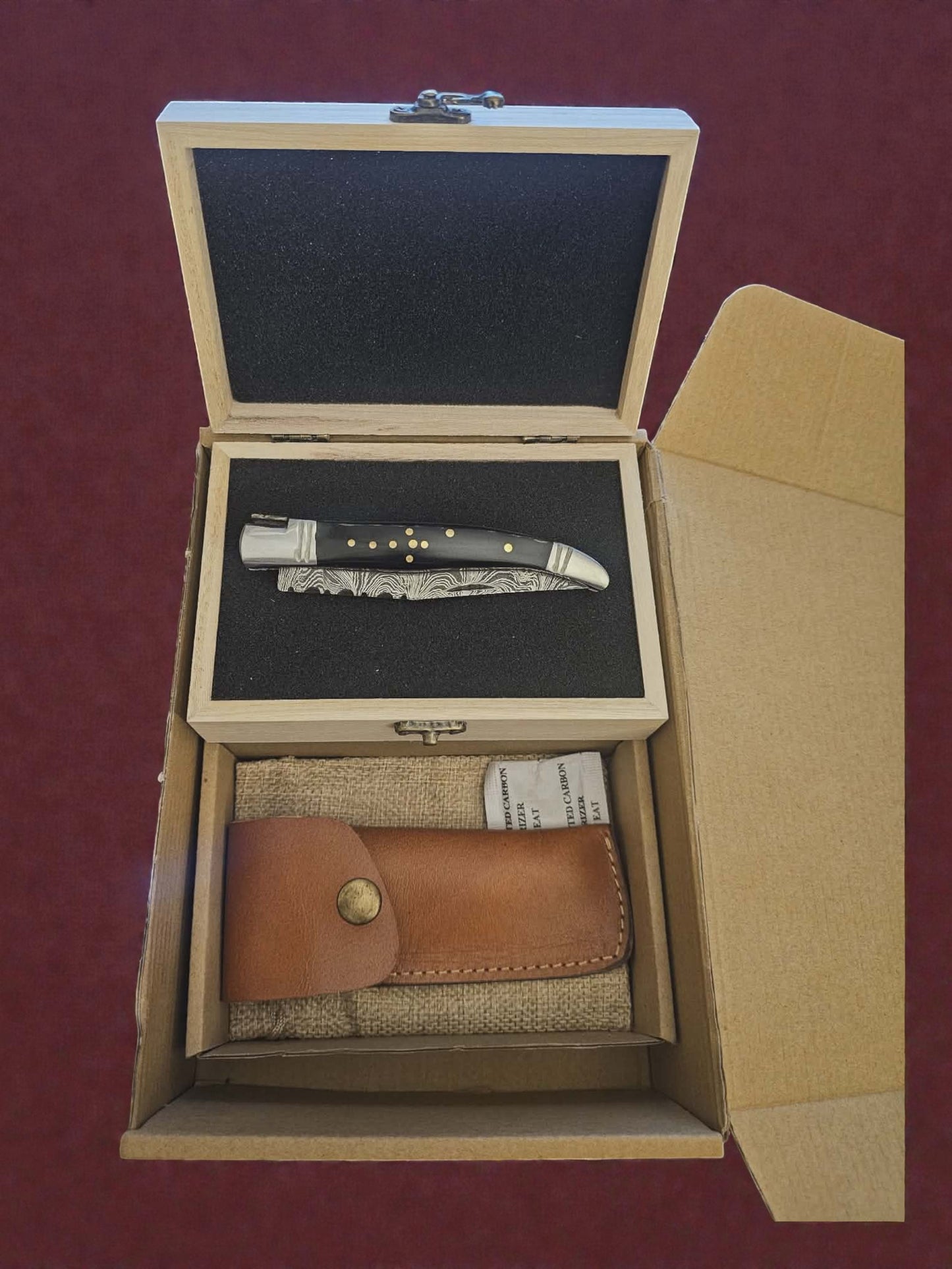 F023 - Χειροποίητο Laguiole Rustique από Δαμασκηνό Ατσάλι & Κέρατο βούβαλου