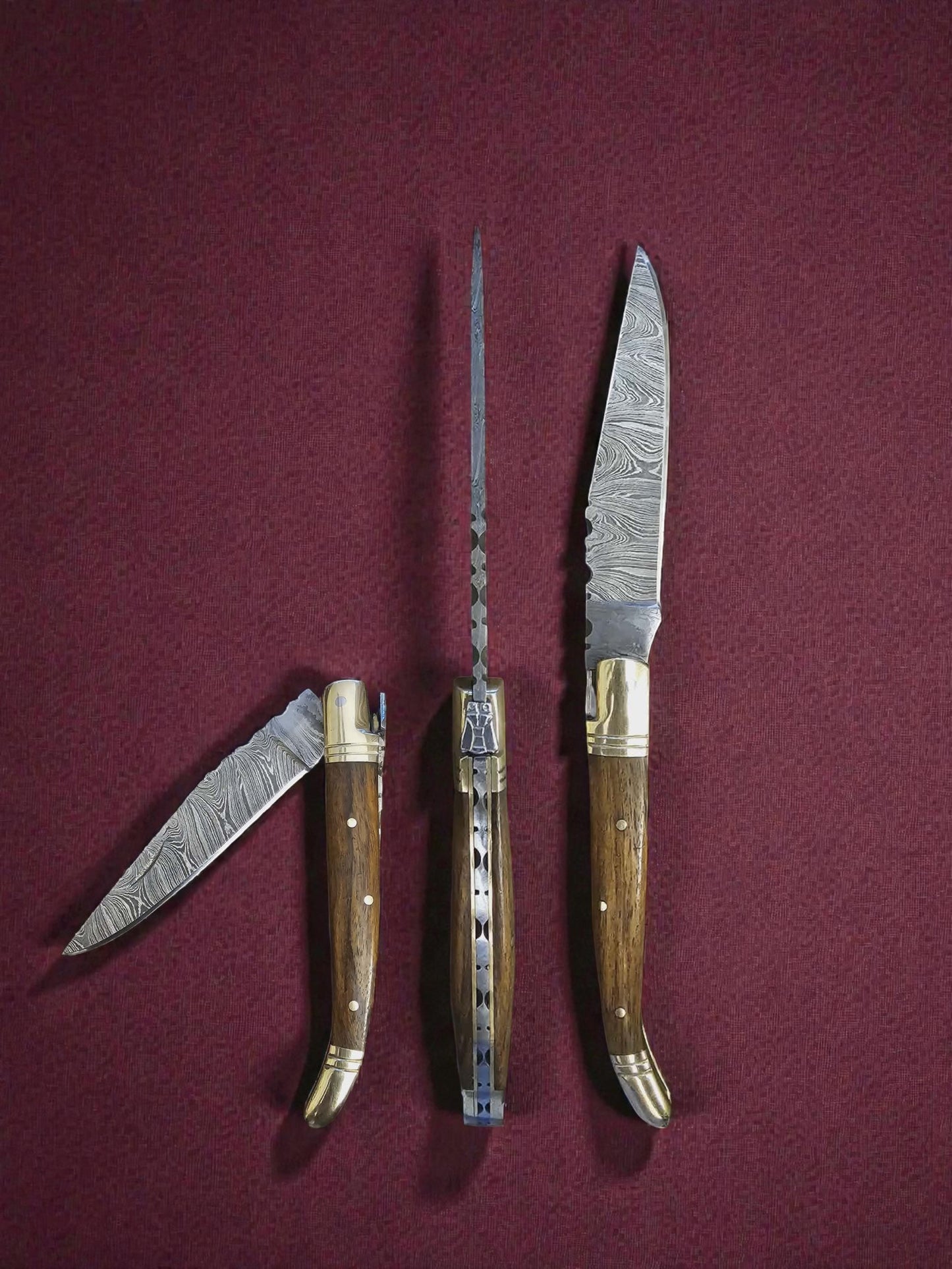 F007 - Χειροποίητο Laguiole Classique από Δαμασκηνό Ατσάλι & ξύλο καρυδιάς