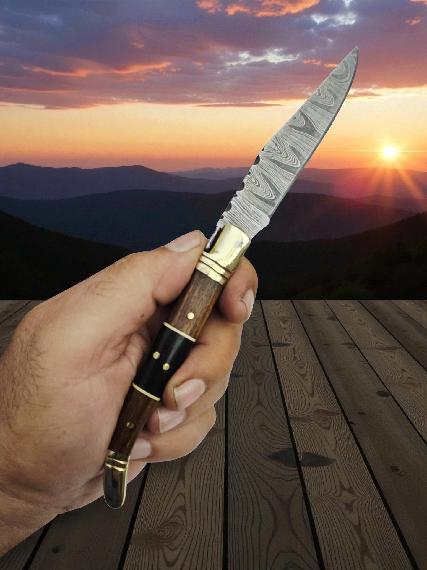 A120 Handmade Laguiole Classique - Damascus Steel - Walnut Wood & Buffalo Horn