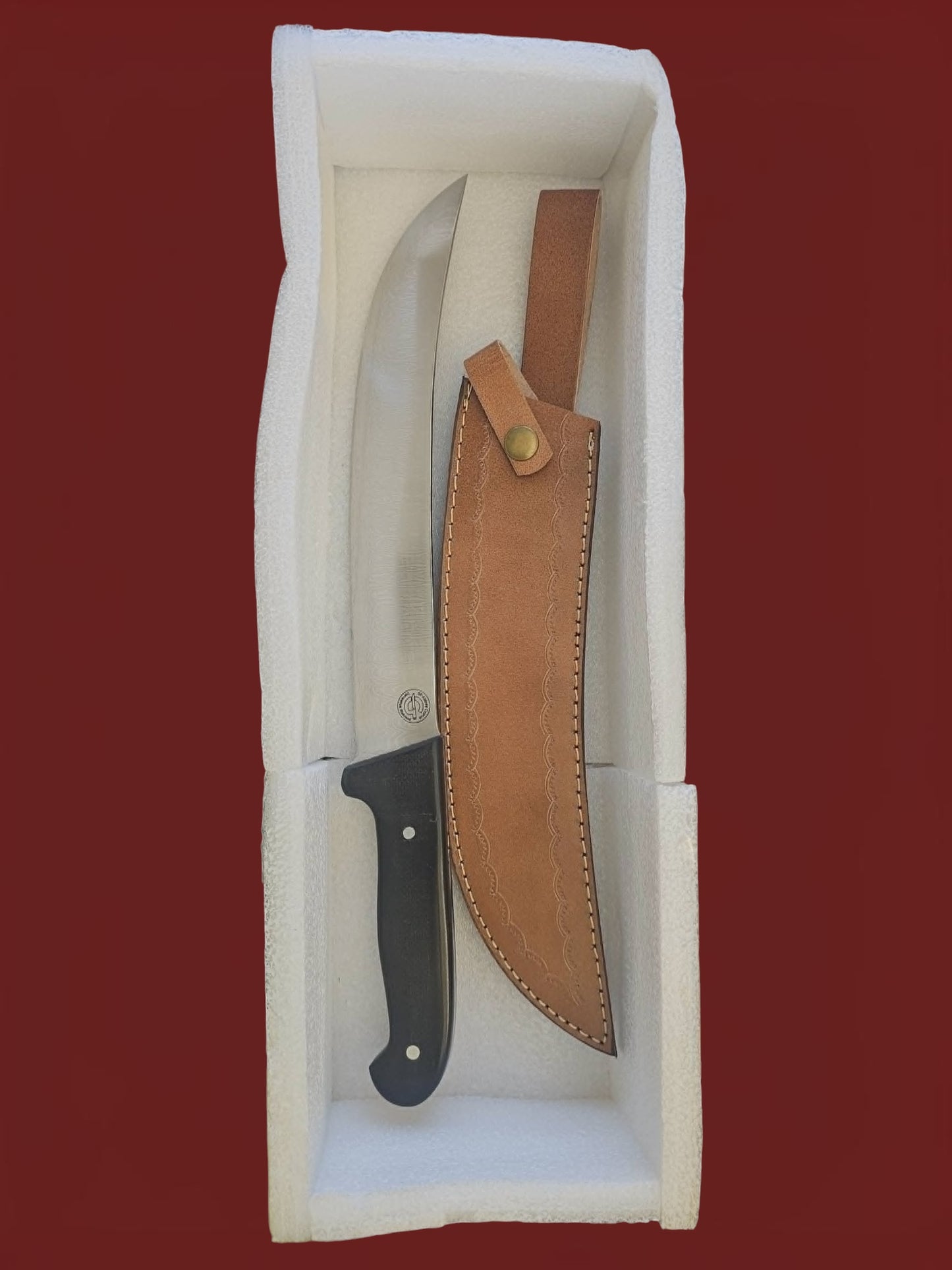 R046 Oriental Chef Knife - Stainless Damascus & Micarta