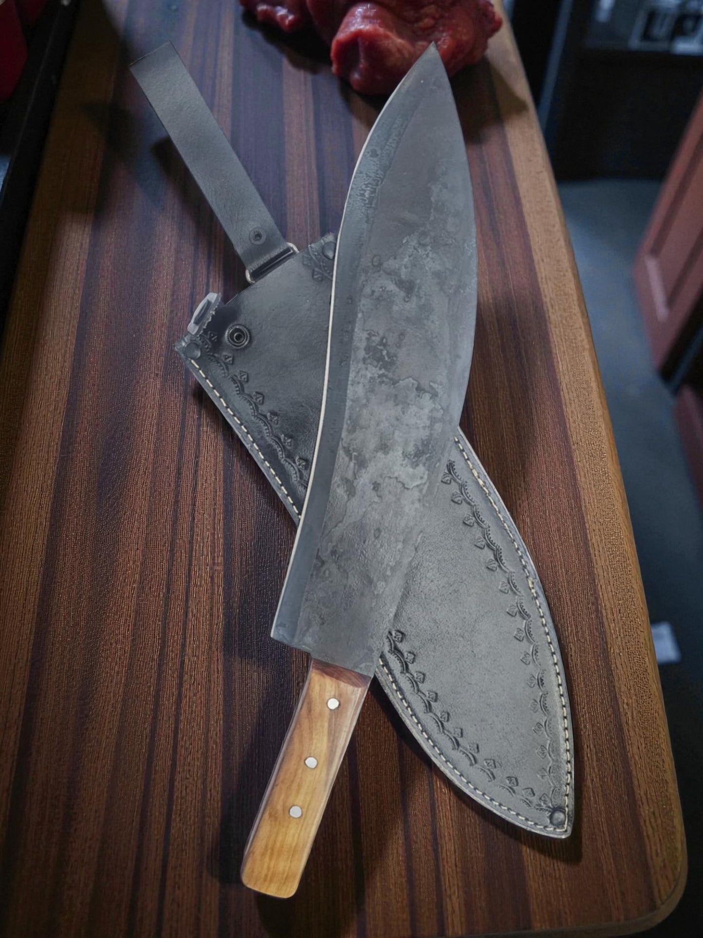 K108 Handmade Cyprus Traditional Ppala - Carbon Steel & Olive wood