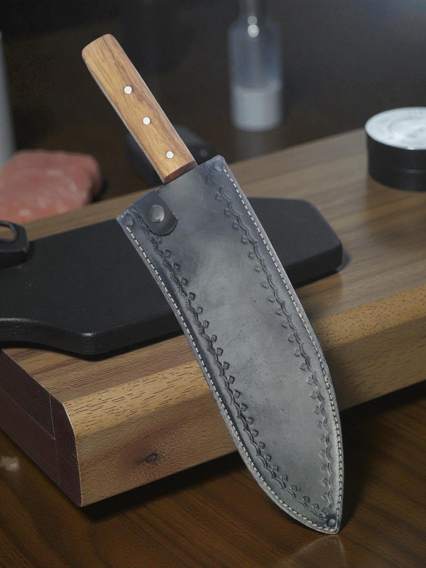 K108 Handmade Cyprus Traditional Ppala - Carbon Steel & Olive wood