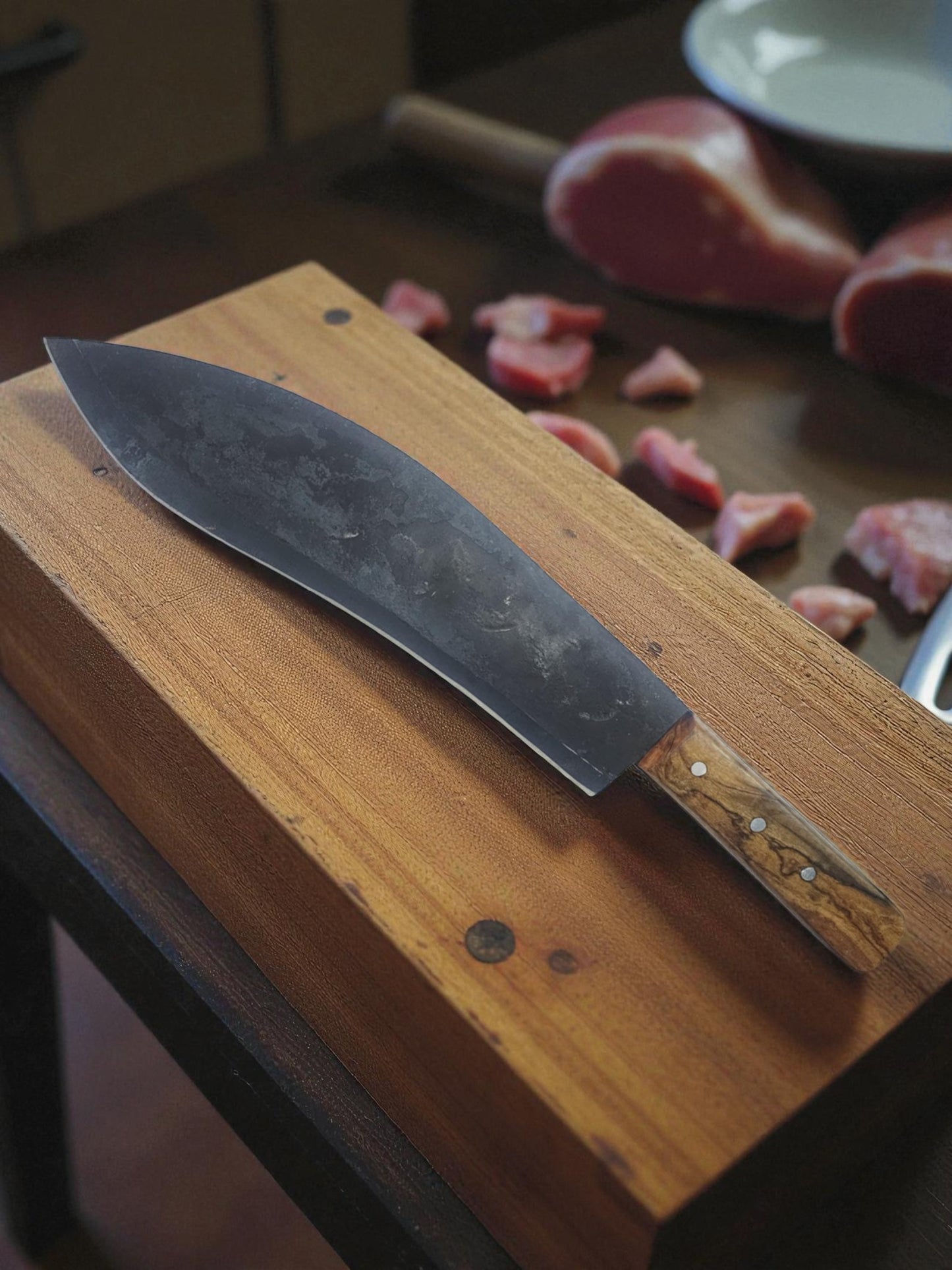 K108 Handmade Cyprus Traditional Ppala - Carbon Steel & Olive wood