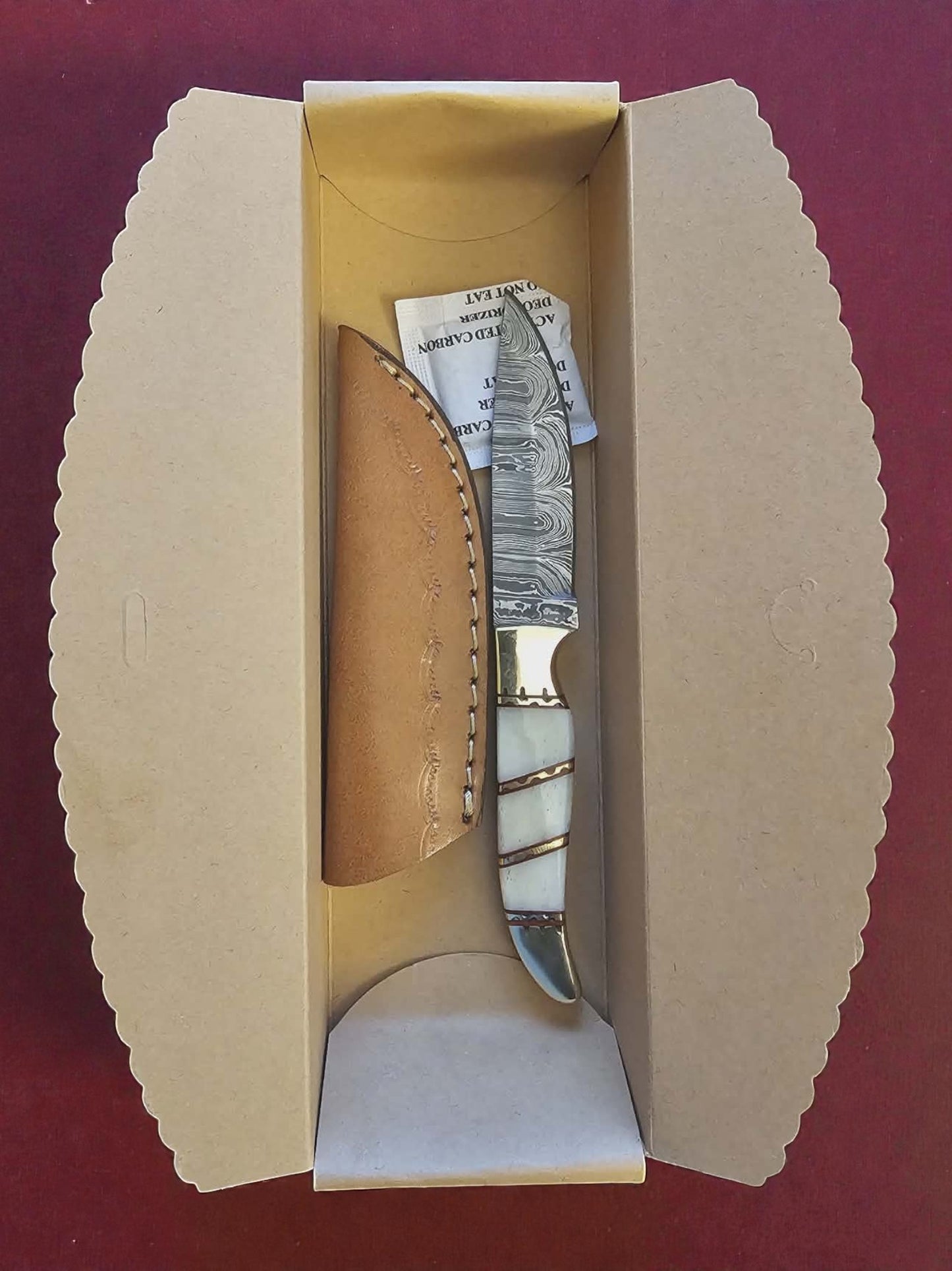 R017 - Χειροποίητο Mini Hunting Knife από Δαμασκηνό ατσάλι & Κόκκαλο καμήλας