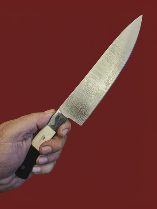 R040 Gyuto - Stainless Damascus - Bone & Horn