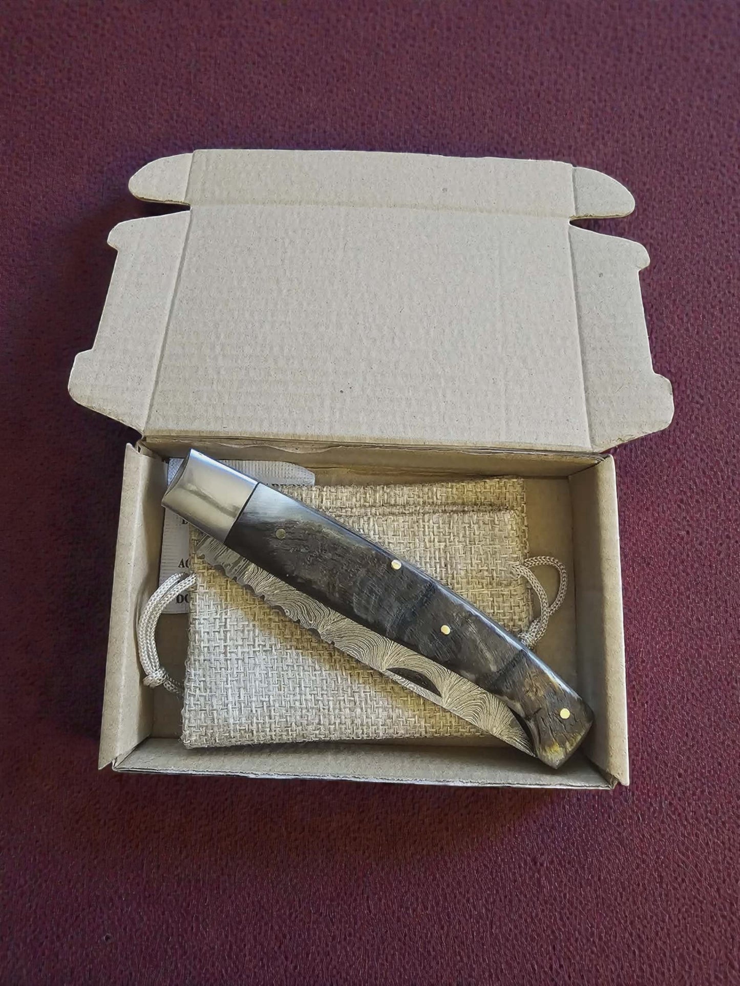 F029 - Χειροποίητο Resolza Pattadese από Δαμασκηνό Ατσάλι & Κέρατο κριαριού