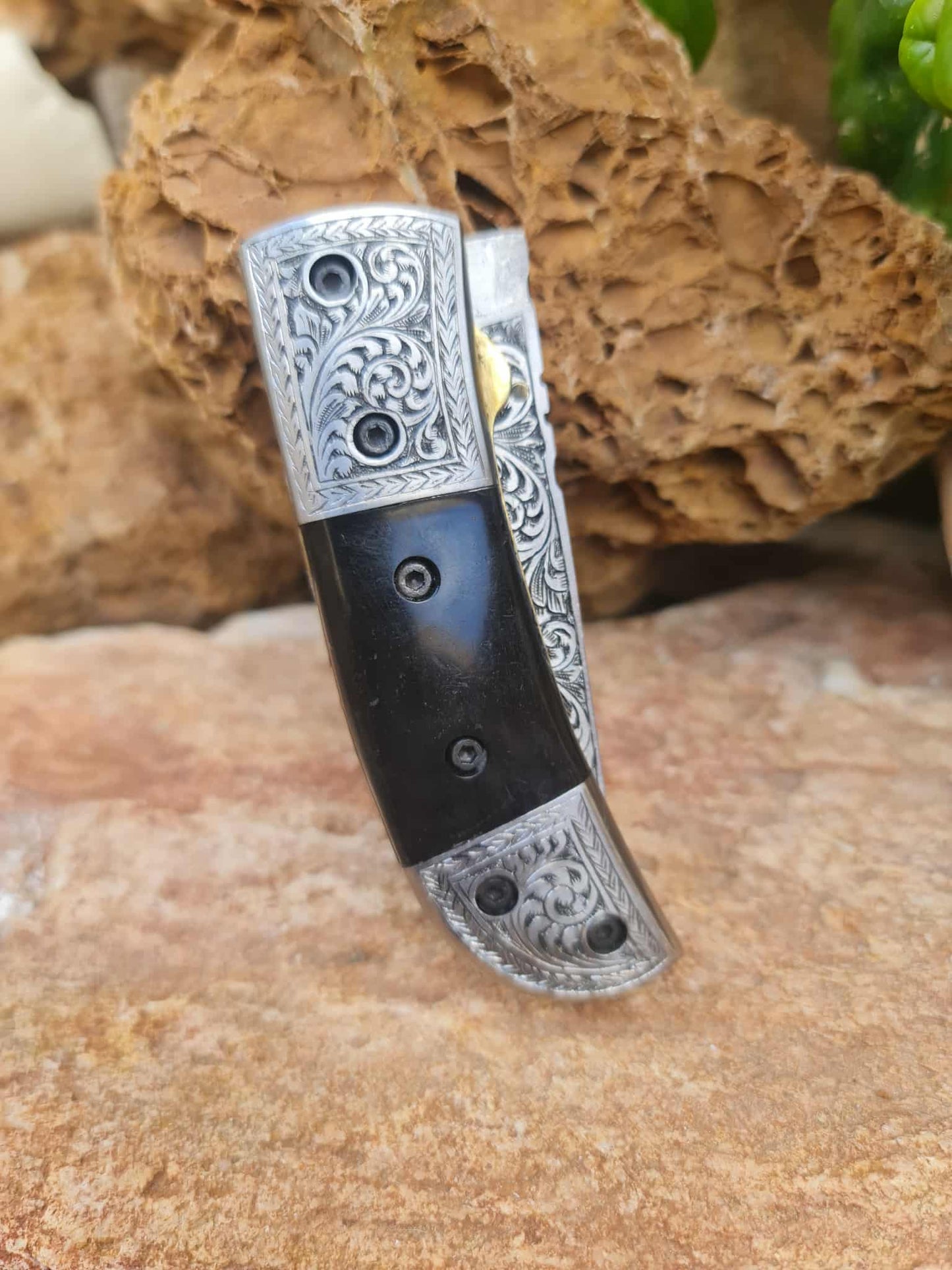 Handmade Limited Edition with Serial Number 18cm Knife with 420 Stainless Steel with Master Hand-Engraved & Buffalo Horn