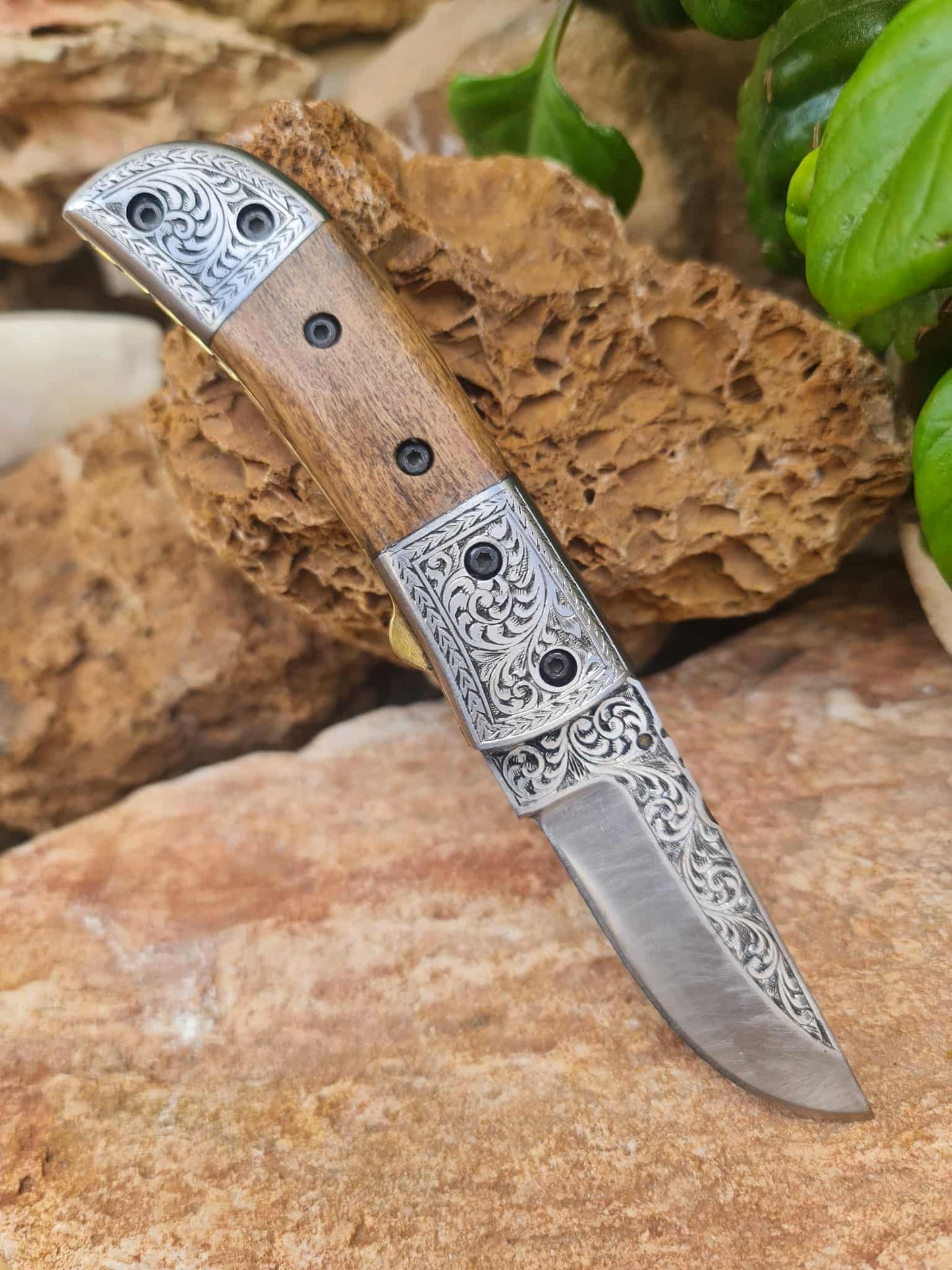 Handmade Limited Edition with Serial Number 18cm Knife with 420 Stainless Steel with Master Hand-Engraved & Olivewood
