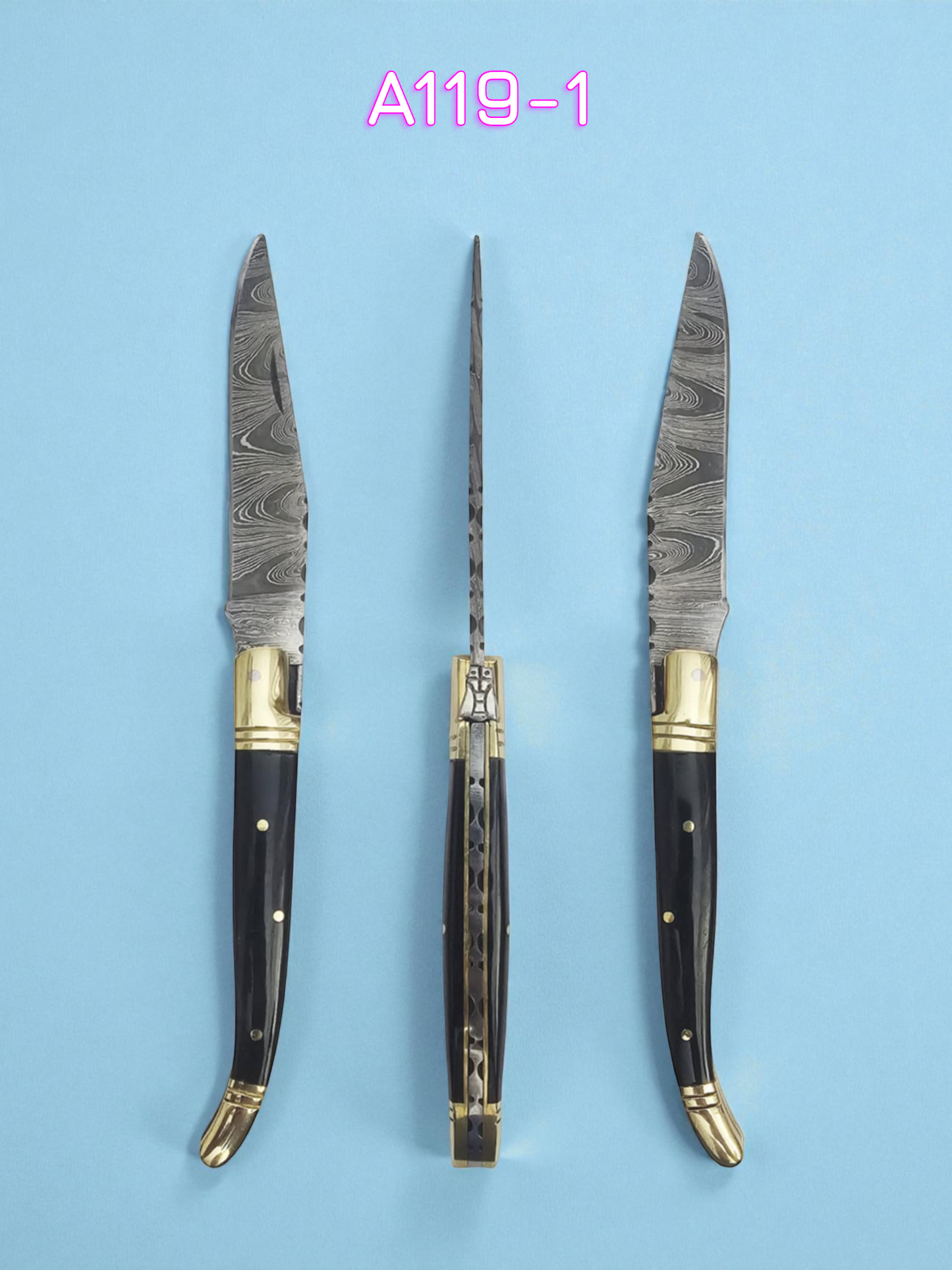 A119 Handmade Laguiole Classique - Damascus Steel & Buffalo Horn