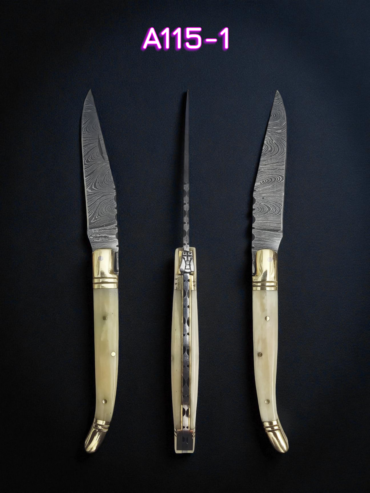 A115 Handmade Laguiole Classique - Damascus Steel & Camel Bone