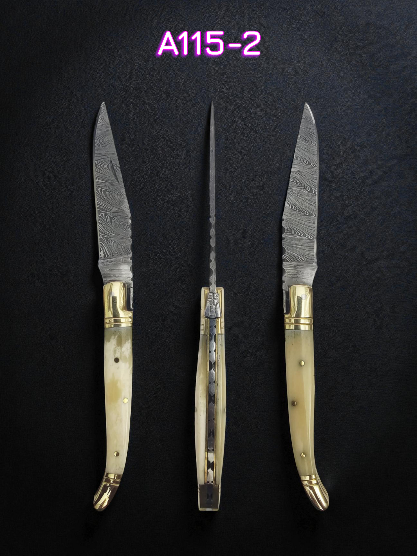 A115 Handmade Laguiole Classique - Damascus Steel & Camel Bone