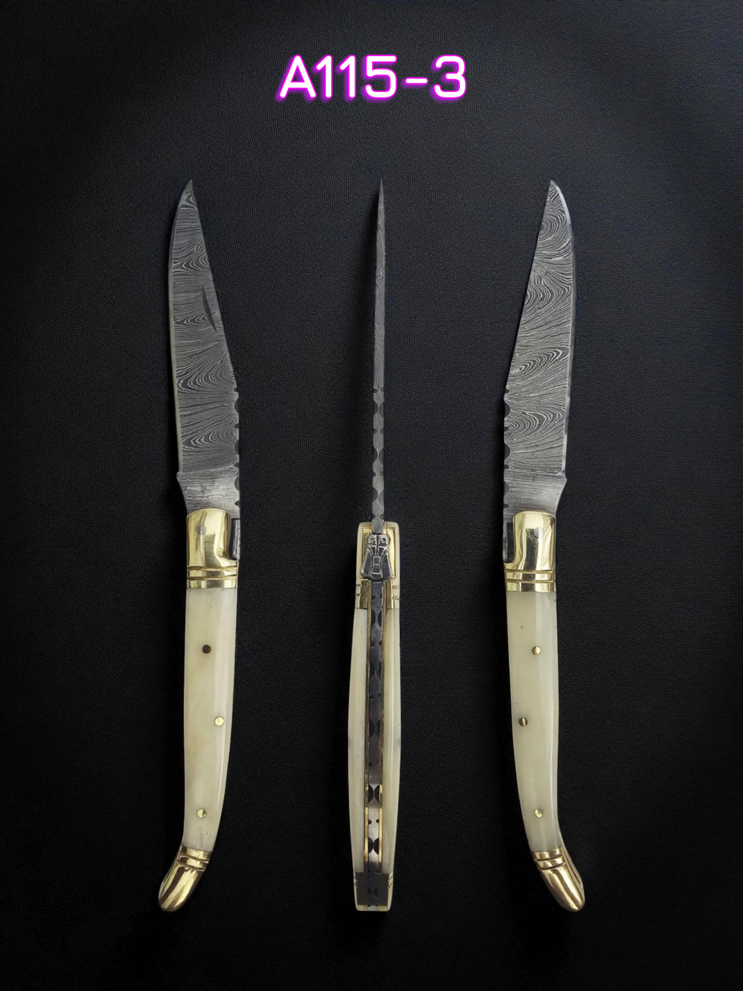 A115 Handmade Laguiole Classique - Damascus Steel & Camel Bone