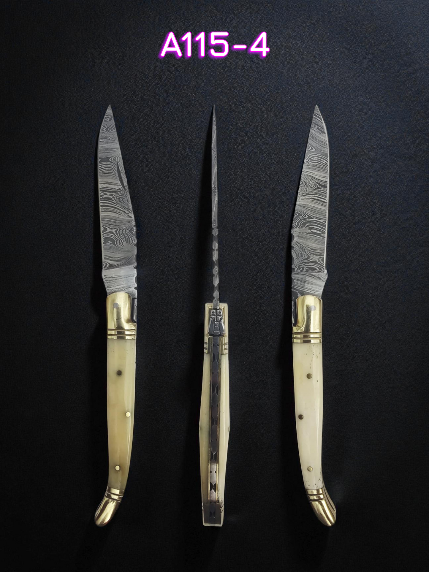 A115 Handmade Laguiole Classique - Damascus Steel & Camel Bone