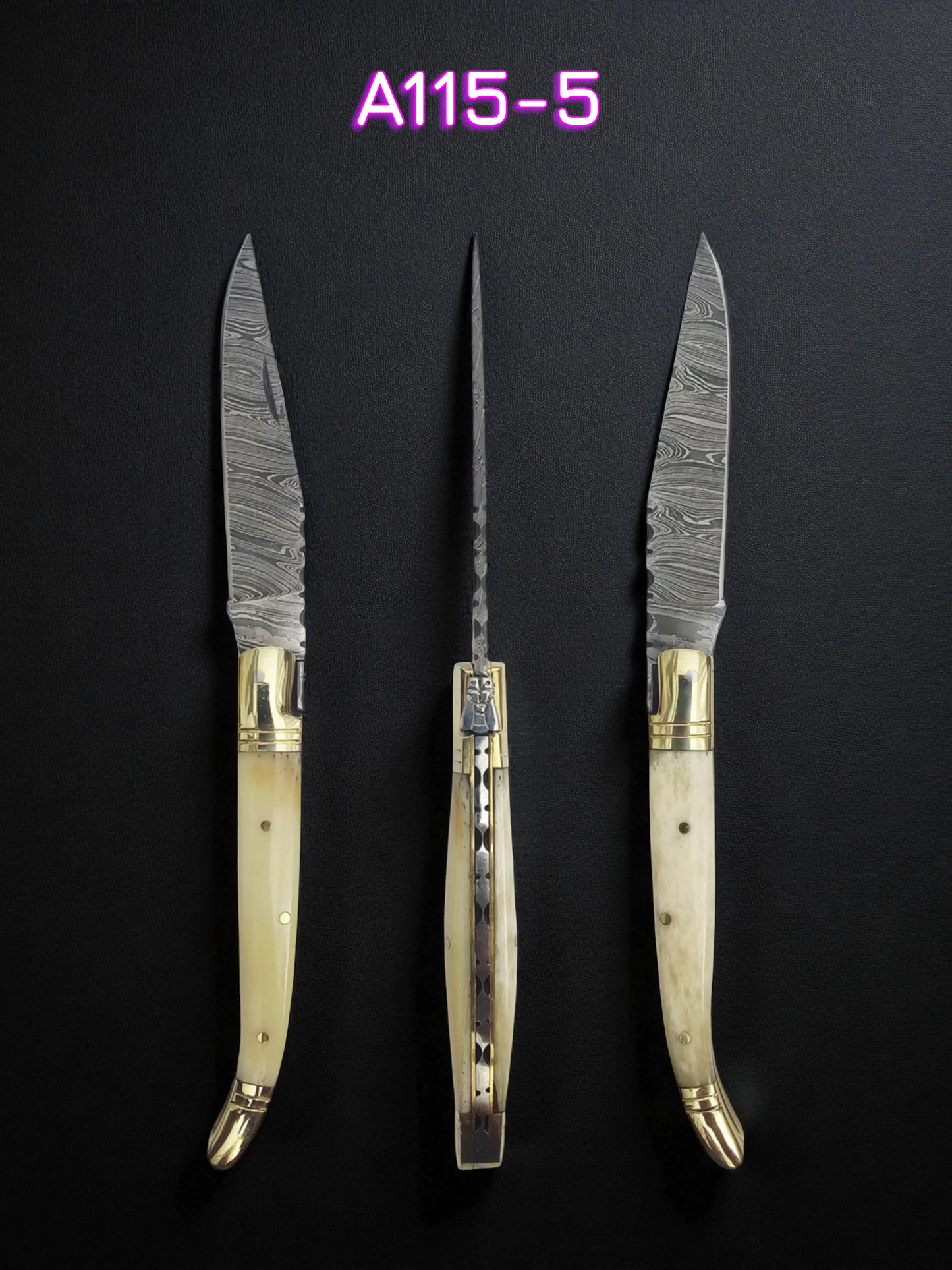 A115 Handmade Laguiole Classique - Damascus Steel & Camel Bone