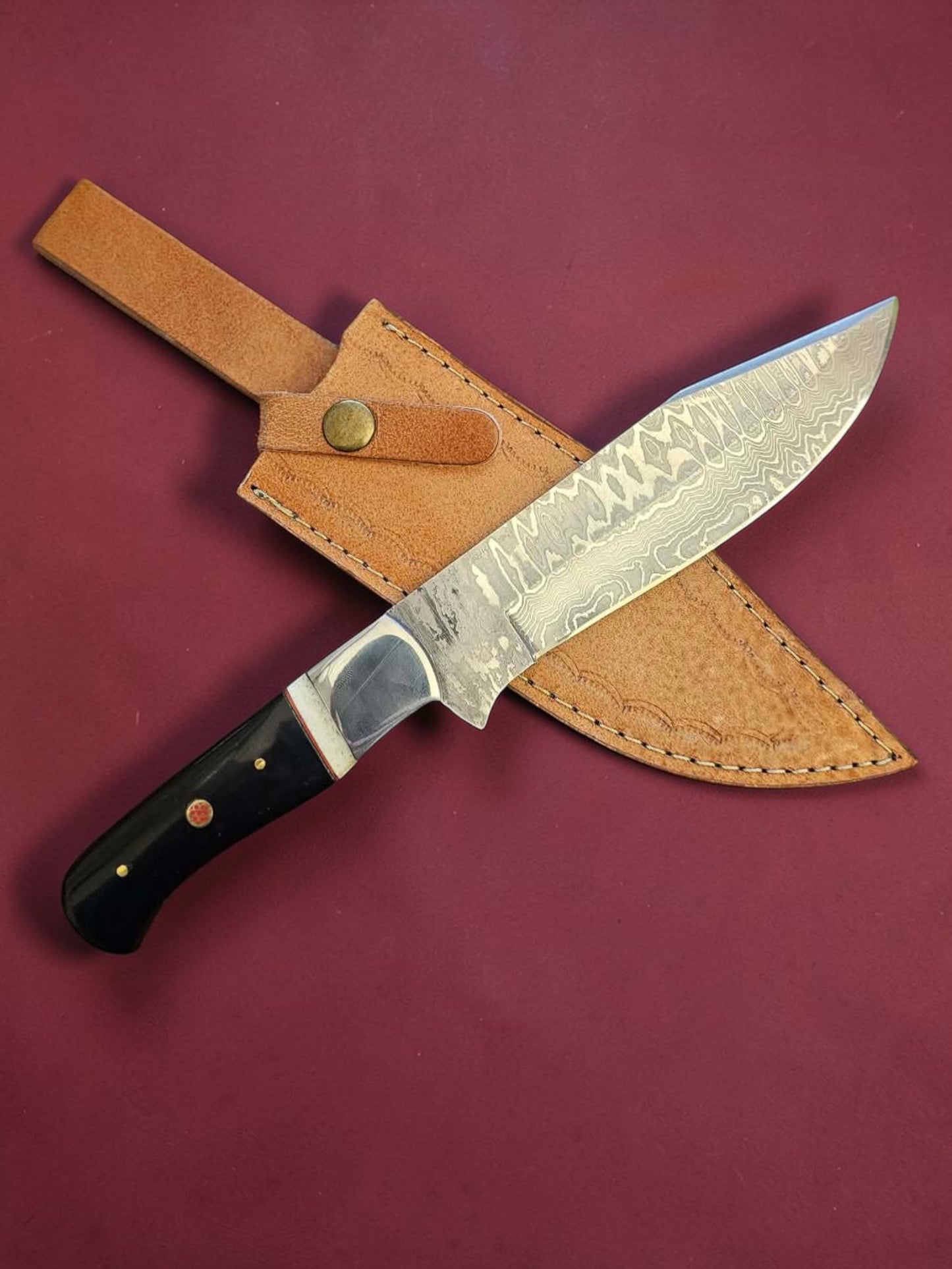 R024 Hybrid knife - Stainless Damascus - Horn & Bone