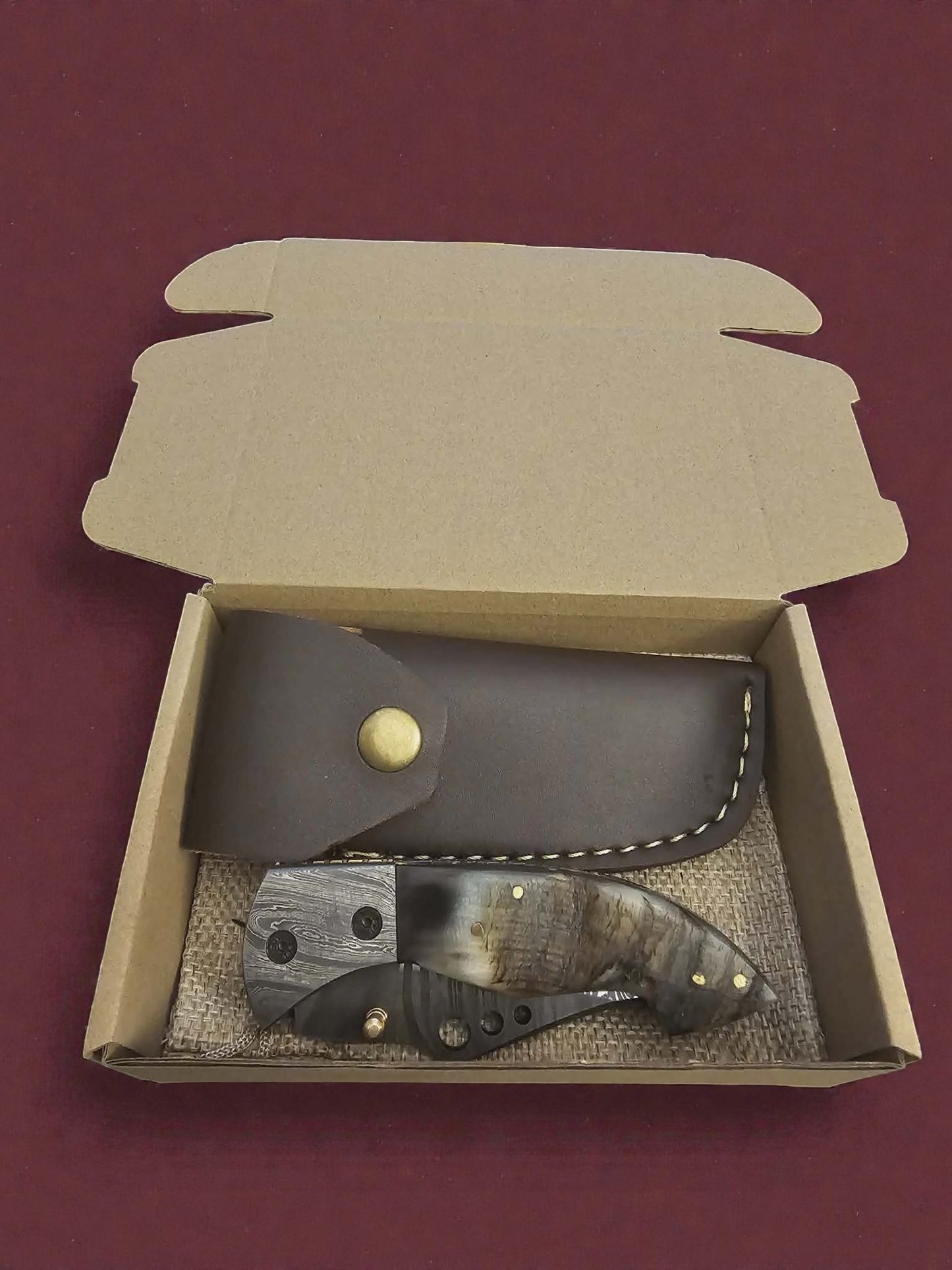 F052 - Χειροποίητο Stalwart EDC από Δαμασκηνό ατσάλι & Κέρατο άγριου κριαριού