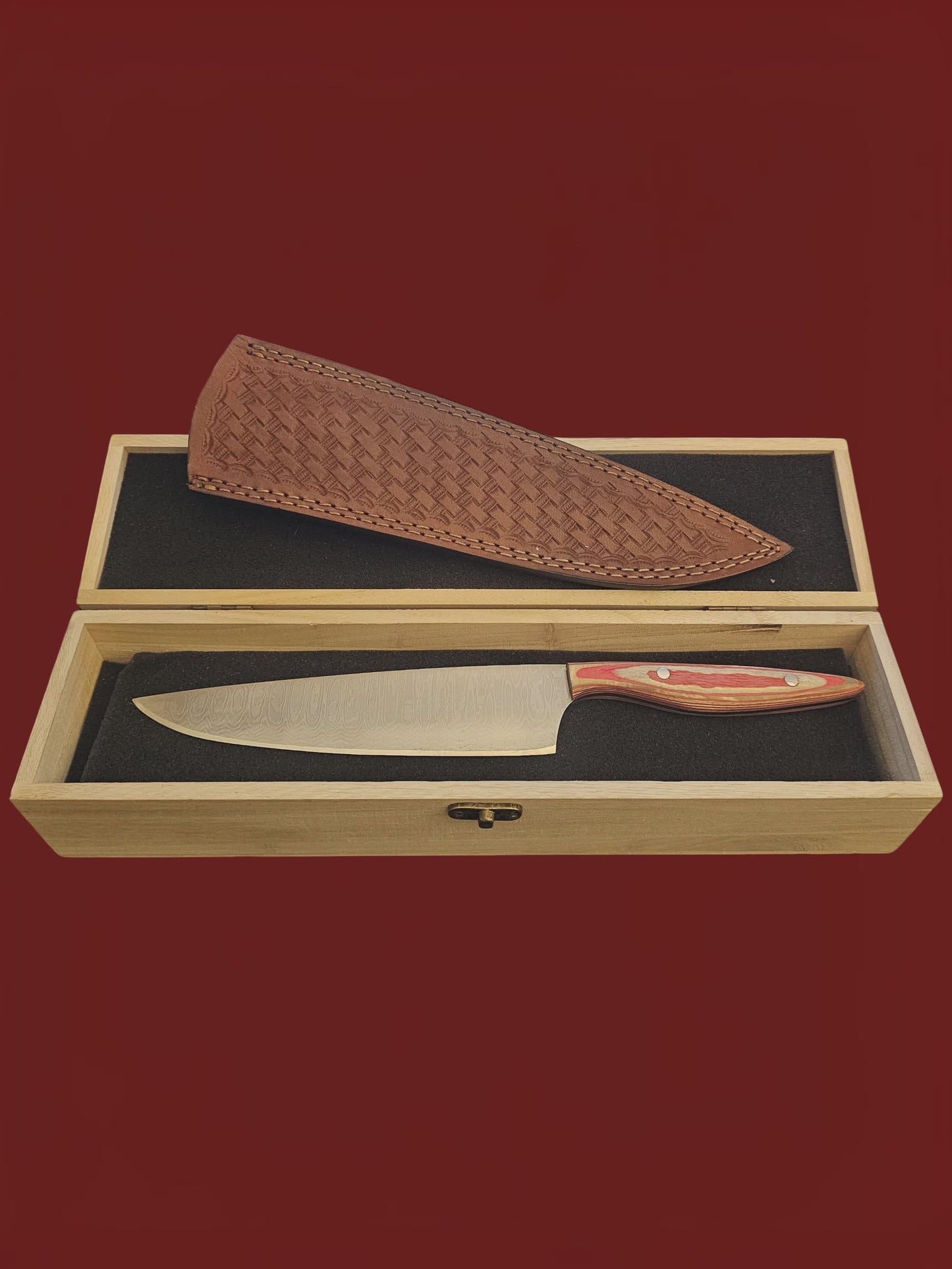 R033 Chef Knife - Stainless Damascus & Wood