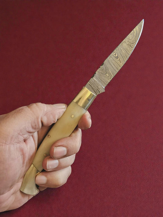 F027 - Χειροποίητο Resolza Pattadese από Δαμασκηνό Ατσάλι & Κόκκαλο καμήλας