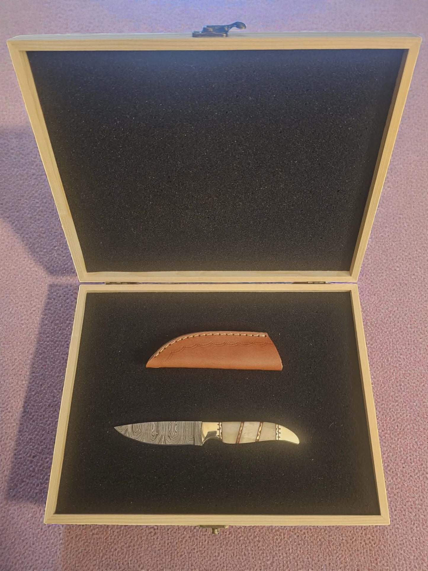 R017 - Χειροποίητο Mini Hunting Knife από Δαμασκηνό ατσάλι & Κόκκαλο καμήλας