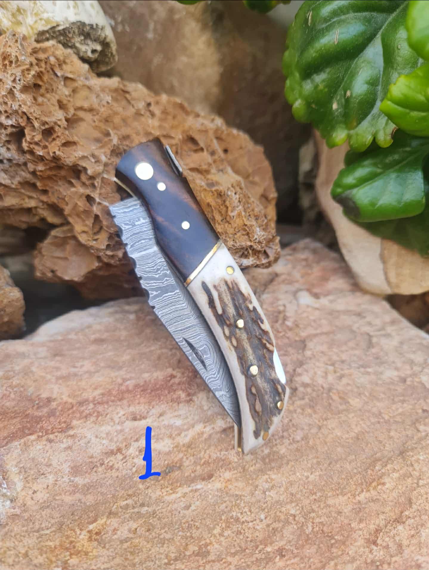 Handmade 19cm Laguiole Élite with Damascus Steel - Red Deer antler & Rosewood