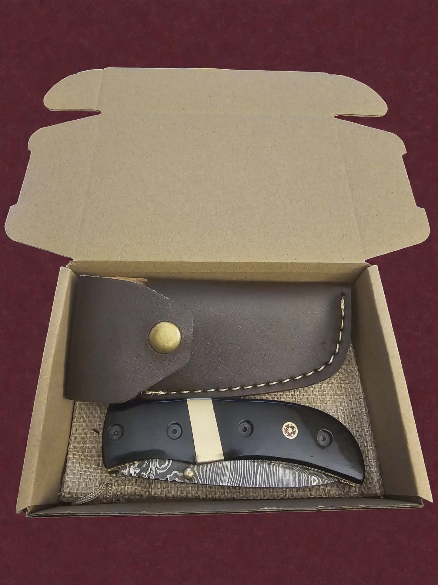 F049 - Χειροποίητο Stalwart EDC από Δαμασκηνό ατσάλι & Κέρατο βούβαλου