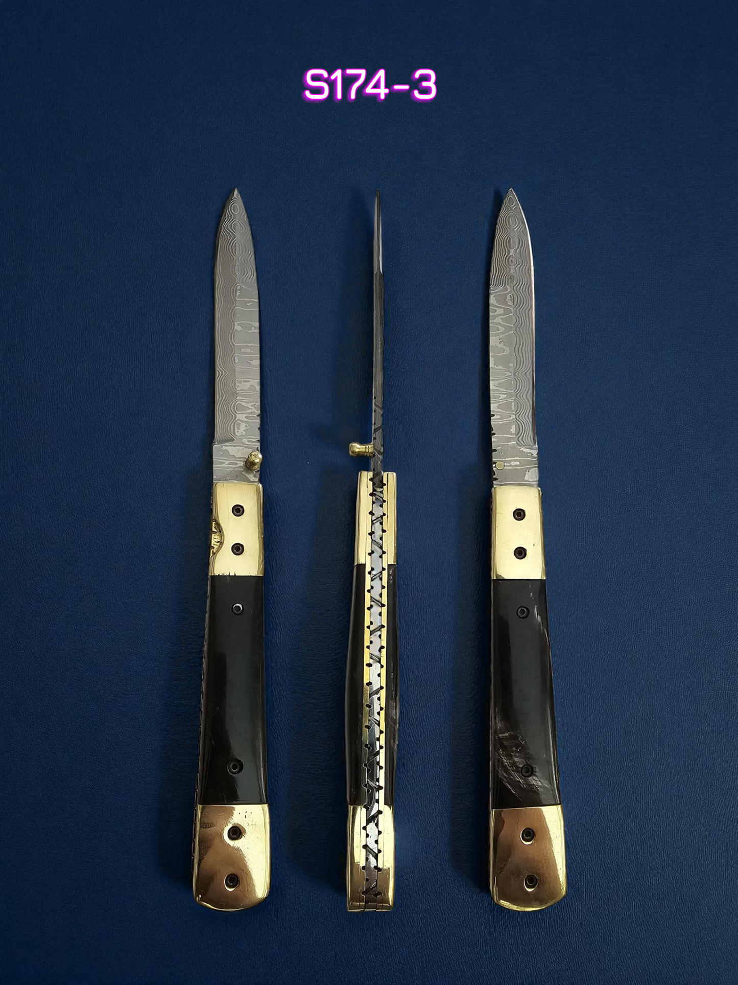 S174 Handmade Stiletto - New-Gen Damascus Steel (Rust Free) & Buffalo Horn