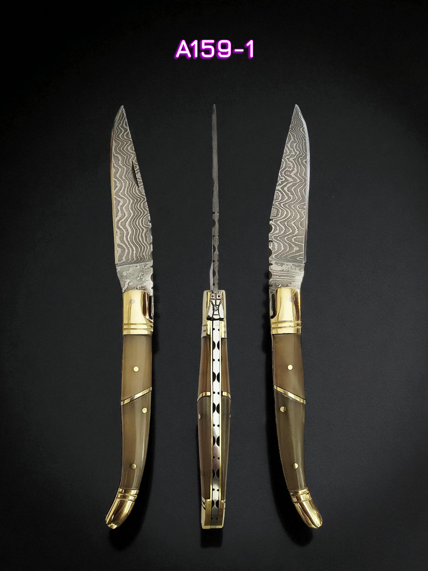 A159 Handmade Laguiole Classique - New-Gen Damascus Steel & African Buffalo Horn