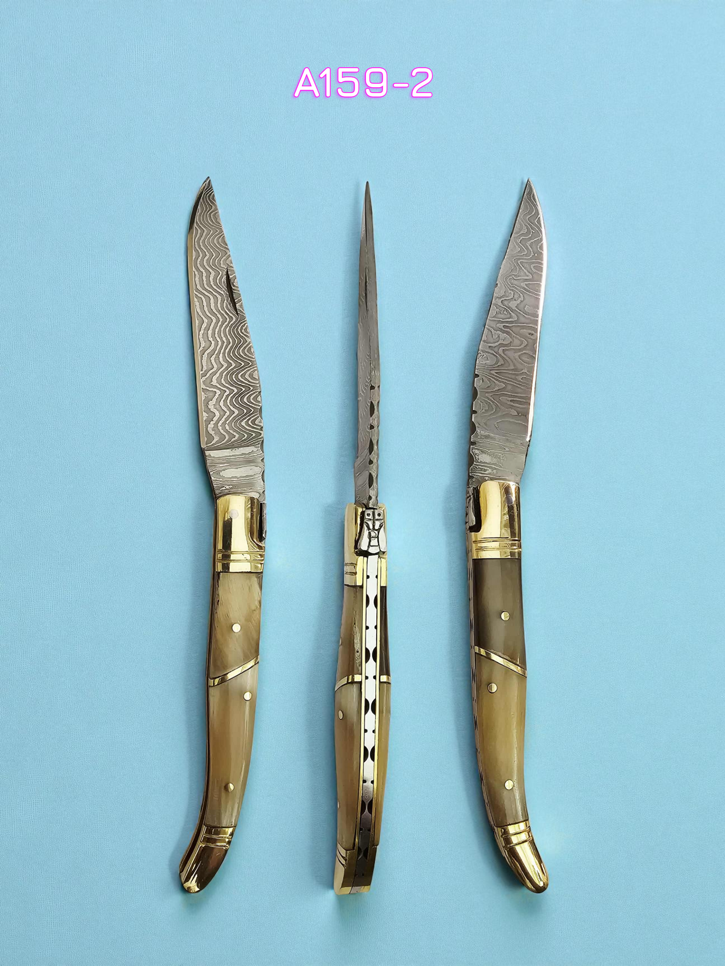 A159 Handmade Laguiole Classique - New-Gen Damascus Steel & African Buffalo Horn